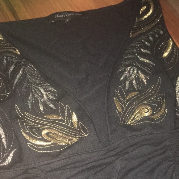 EUC VINTAGE Art Deco Inspired Embroidered Plunging V Neck Tank Top with ruching - Picture 6 of 15